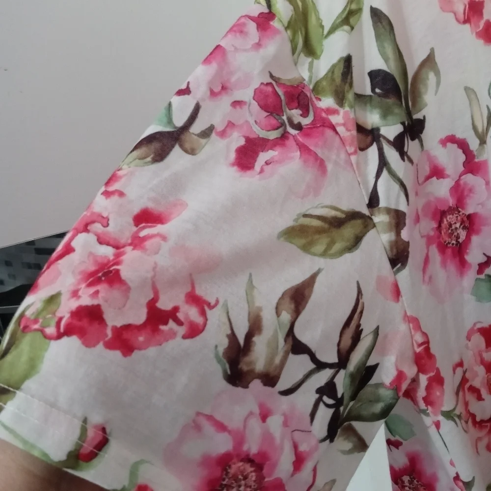 Show Me Your MuMu Floral Short Sleeve Knee Length Robe W Tie belt OS